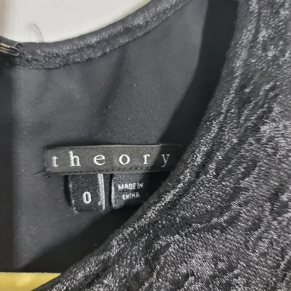 Theory Chiffon Finish Wool Blend Sleeveless Drop Waist Fit & Flare Dress Size 0 - Picture 3 of 6